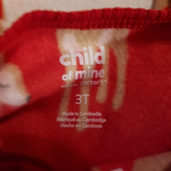 Child of Mine red fleece reindeer 3T fleece pajamas - Picture 2 of 4
